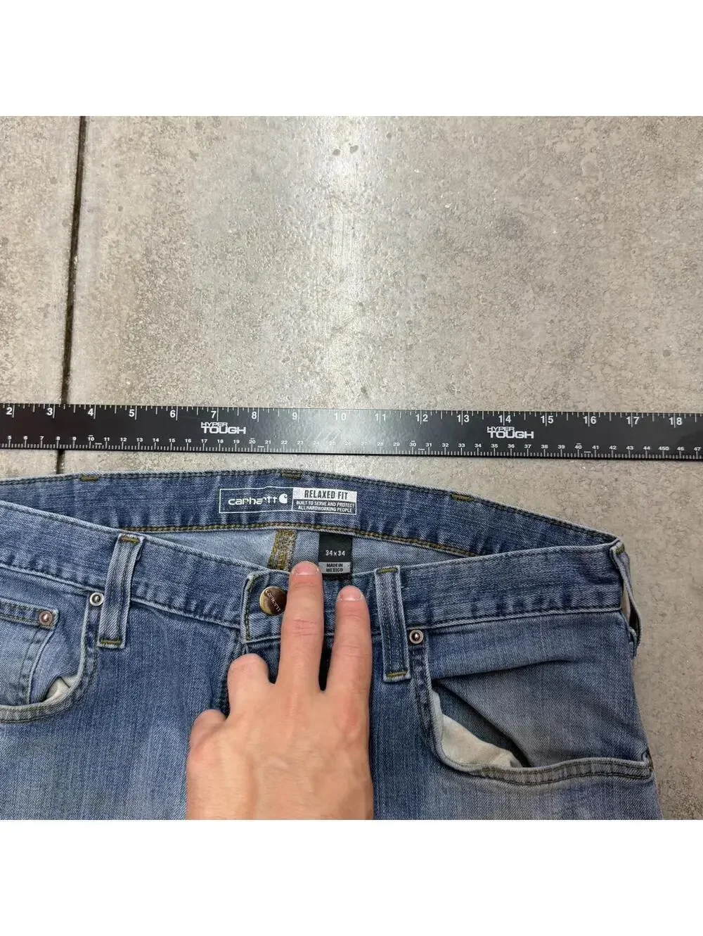 vintage carhartt blue relaxed fit jeans size 34 x 34
